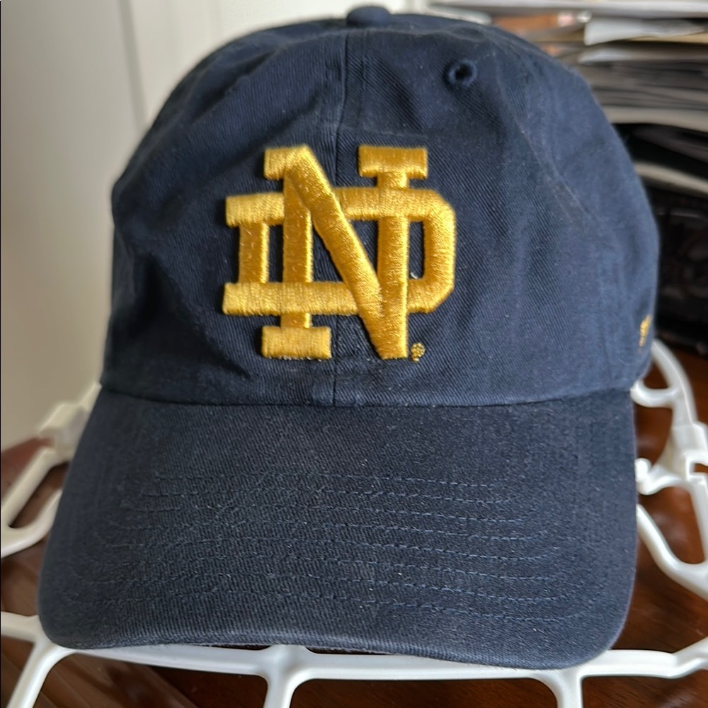 Like New ‘47 Brand Notre Dame ND Fighting Irish Clean Up Cap Hat Navy Blue Gold